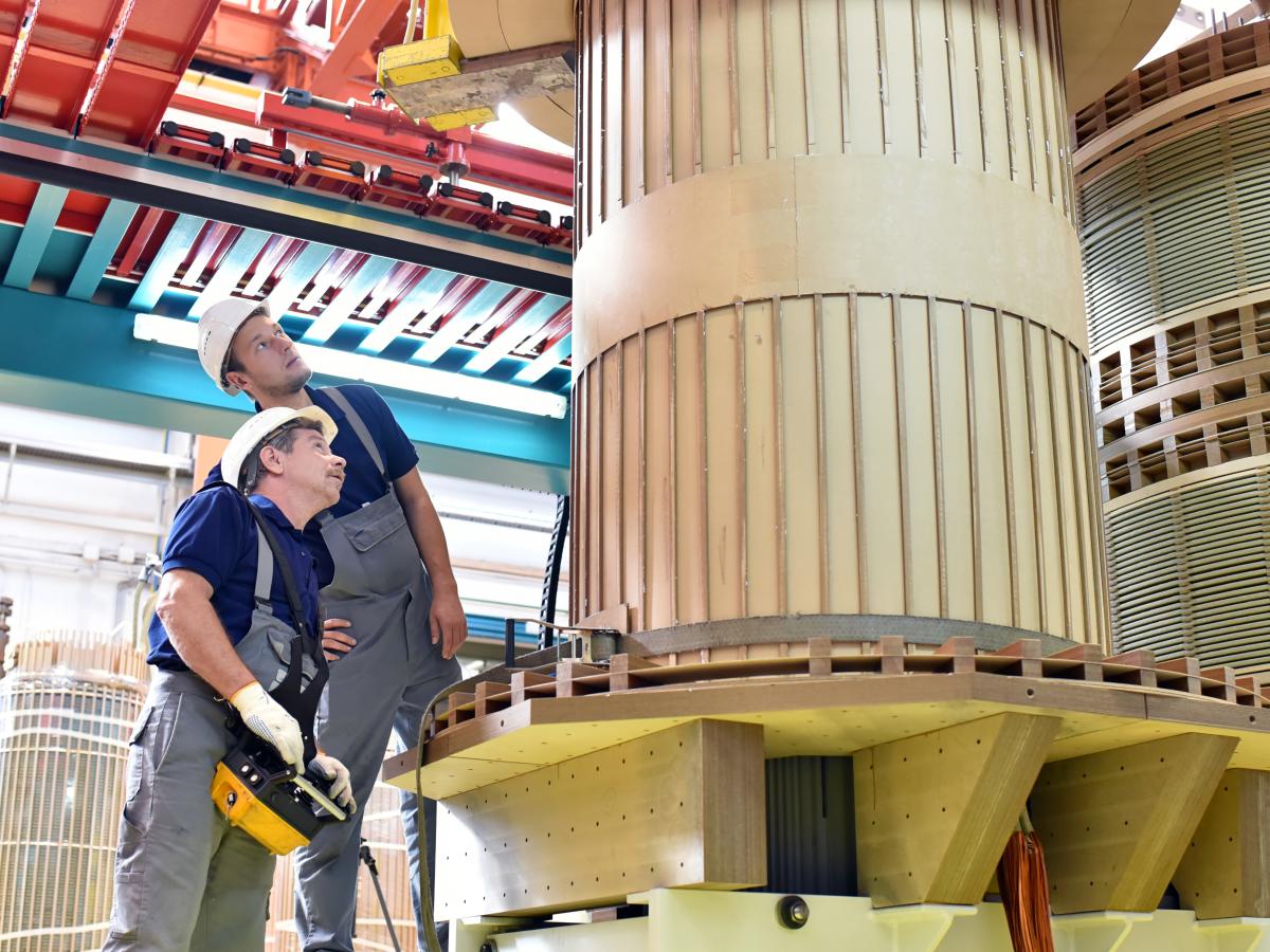 Worker in transformer manufacturing