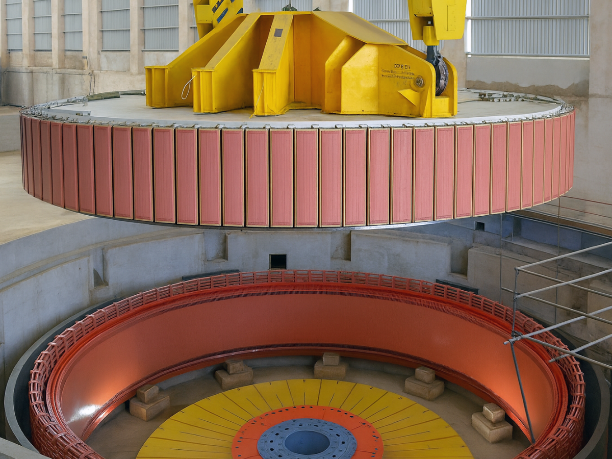 Installation of a stator in a power generator